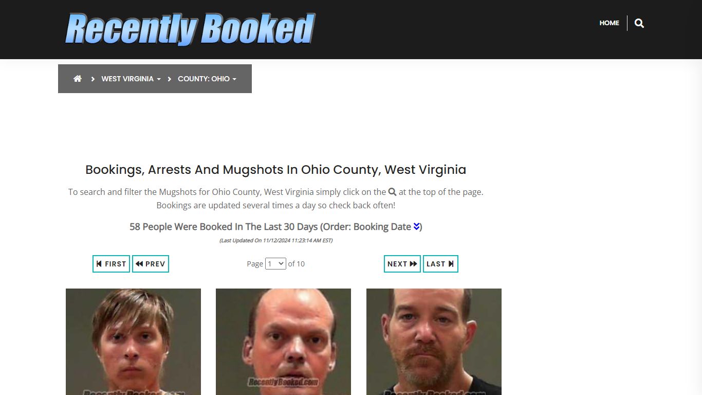 Bookings, Arrests and Mugshots in Ohio County, West Virginia